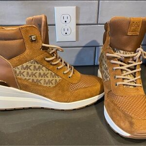 Michael Kors Tan and Brown High-Top Sneakers